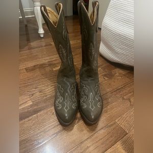 Laredo, Olive Green Leather Cowboy Boots